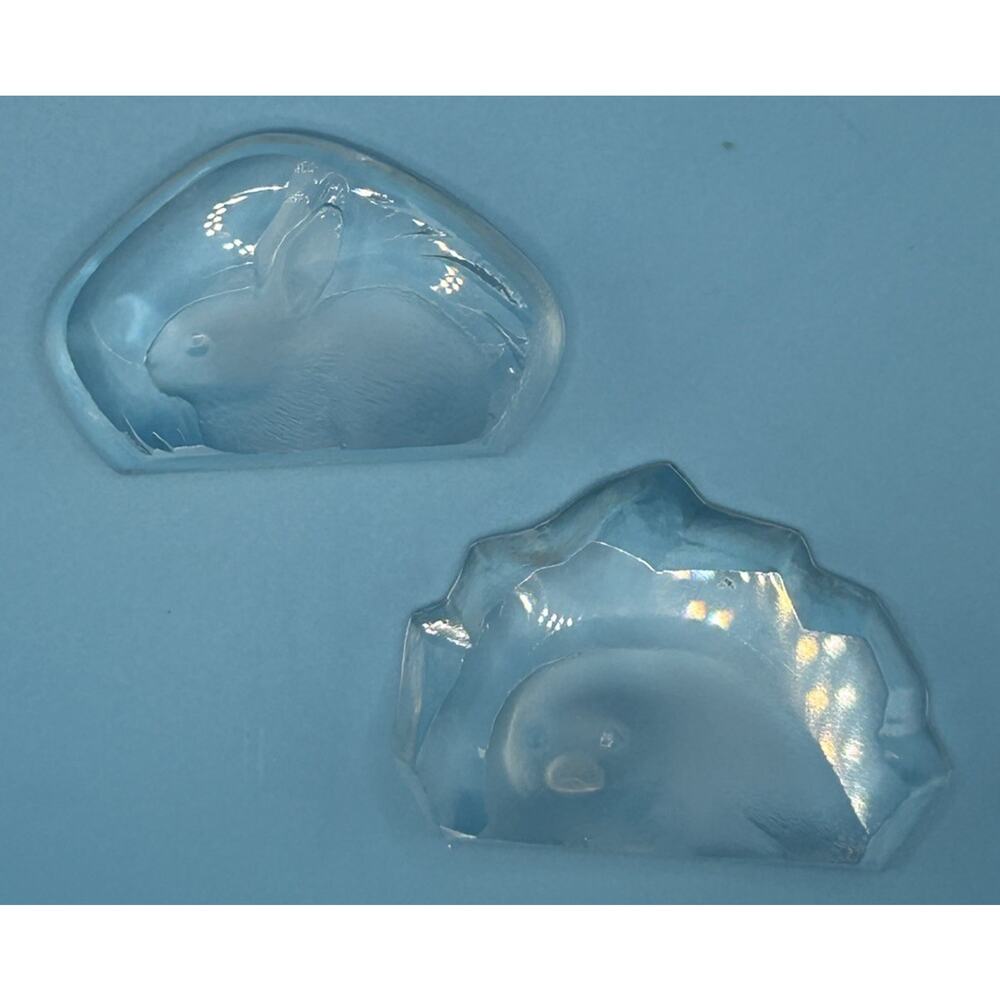 Mats Jonasson Rabbit Seal Paperweight Signature Collection Clear Crystal Signed